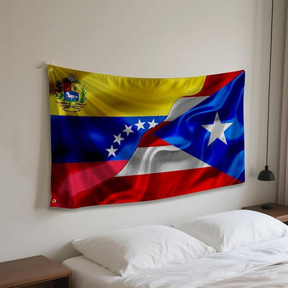 Venezuela Venezuelan And Puerto Rico Puerto Rican Flag 3x5 Ft Double-Sided Printed Indoor/Outdoor Polyester Fabric Decorative Banner With 2 Brass Grommets 3x5 Foot National Flags For Outside