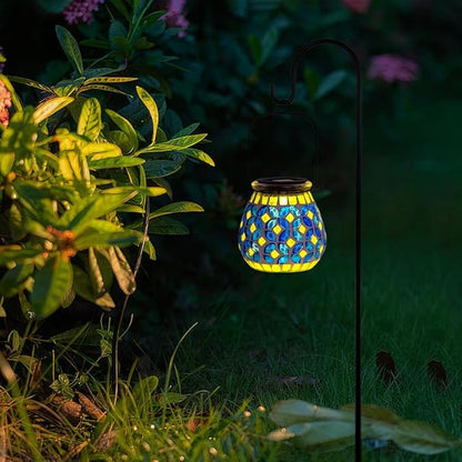 Starsoul 2 Pack Solar Lanterns Outdoor Waterproof, Gorgeous Mosaic Solar Lantern Outdoor Garden Decor, Solar Hanging Lights for Outside Patio Yard