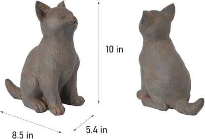 Braxio Cat Garden Statue Outdoor Decor - Realistic Sitting Cat Figurine for Patio, Yard, Porch, Resin Curious Kitty Sculpture Lawn & Home Decoration 8.5 x 5.4 x 10 Inch