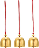 PATIKIL 3 Pcs Wind Chime, Hanging Bells Temple Bells Retro Outdoor Hanging Metal Chinese Wind Chime Round for Outside Garden Camping, Gold Red