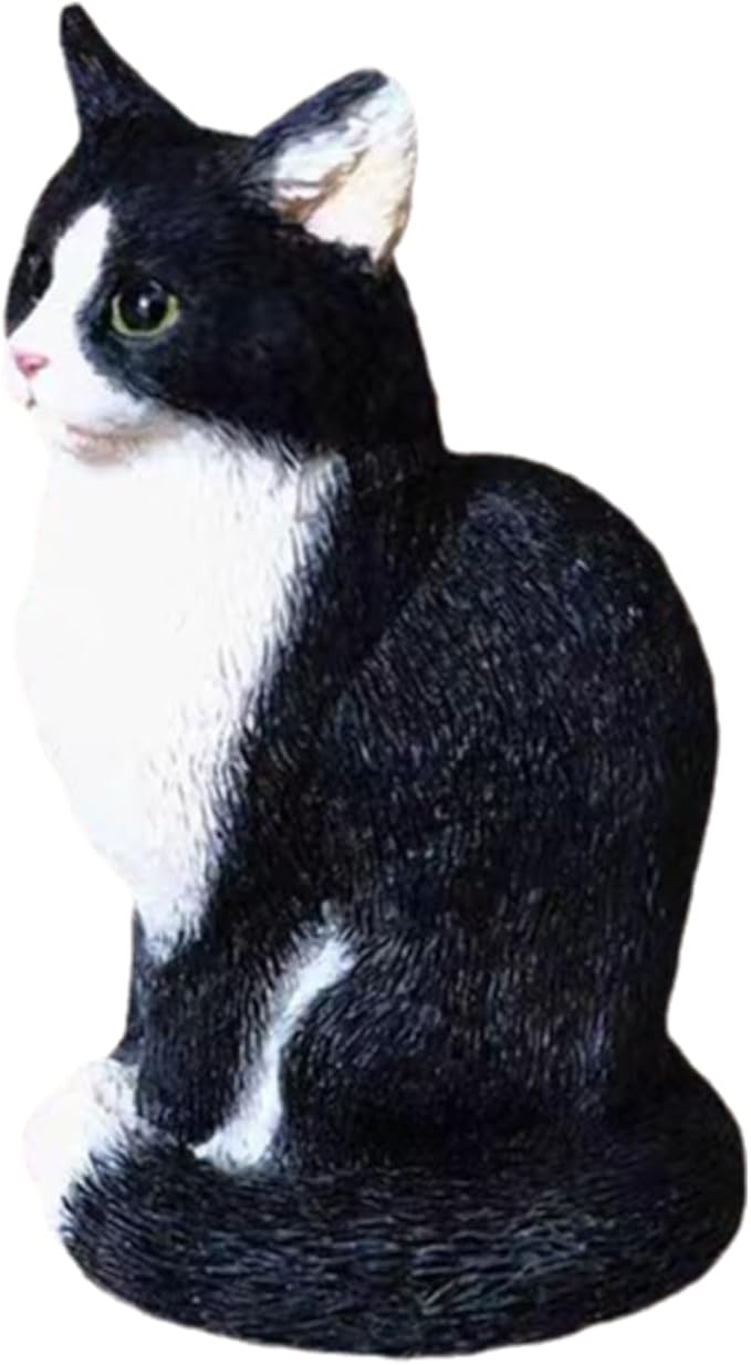 Cat Resin Outdoor Tree Sculpture Gift Garden Terrace Lawn Outdoor Cat Statue (Black)