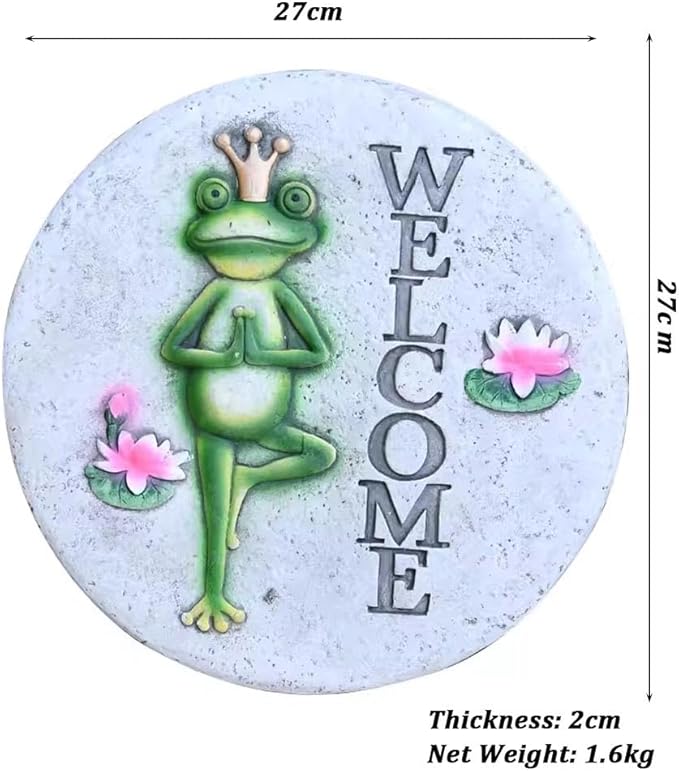 Etlegor Garden Décor Stepping Stones, Fun Animal Print Outdoor Pathway Décor Step Stones, All-Weather Lawn Pathway/Flower Beds/Courtyard Pavers(Frog-A)