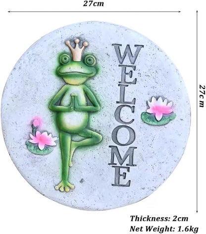 Etlegor Garden Décor Stepping Stones, Fun Animal Print Outdoor Pathway Décor Step Stones, All-Weather Lawn Pathway/Flower Beds/Courtyard Pavers(Frog-A)
