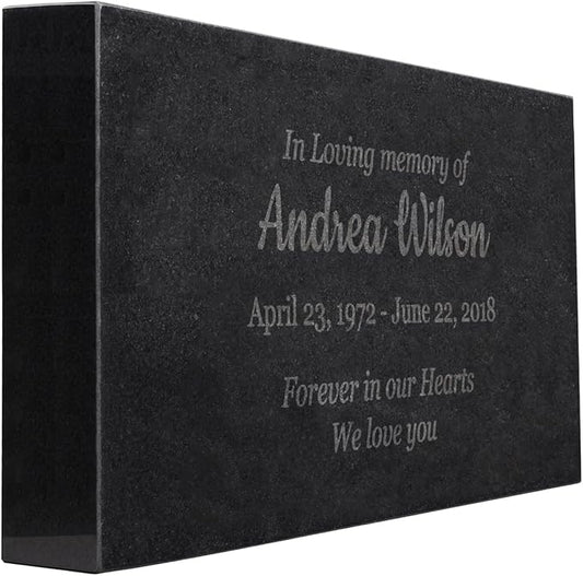 Easy Design - In Loving Memory - Black Granite Memorial or Sympathy Gift. Add your Personalized Text and Dates. Offered in a Variety of Sizes to Meet your Needs and Budget (24 x 12 x 2")
