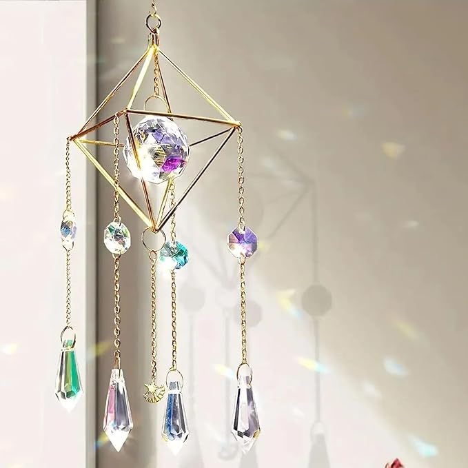 Sun Catchers with Crystals Hanging Crystals Prisms Suncatcher Crystal Suncatchers Hanging Wind Pendant for Window Garden Home (Type-B)