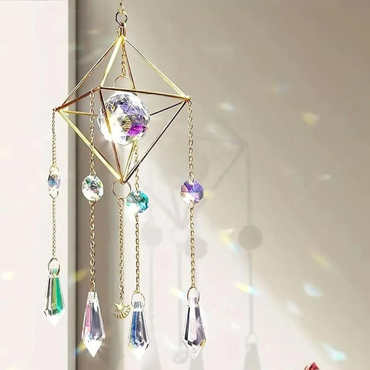 Sun Catchers with Crystals Hanging Crystals Prisms Suncatcher Crystal Suncatchers Hanging Wind Pendant for Window Garden Home (Type-B)