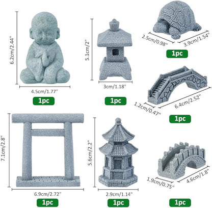 SUPERFINDINGS 7Pcs 7 Styles Mini Zen Garden Accessories Meditation Buddha Zen Garden Accessories Mini Landscape Ornament Stone Miniature Fish Tank Terrarium Bonsai Decorations