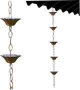 rain Chains Rain Chain Copper Imitation Chains for Gutters 3.3ft with 5 Cups Easy to Install Catcher for Outside Courtyards Replacement for Downspout Style 1