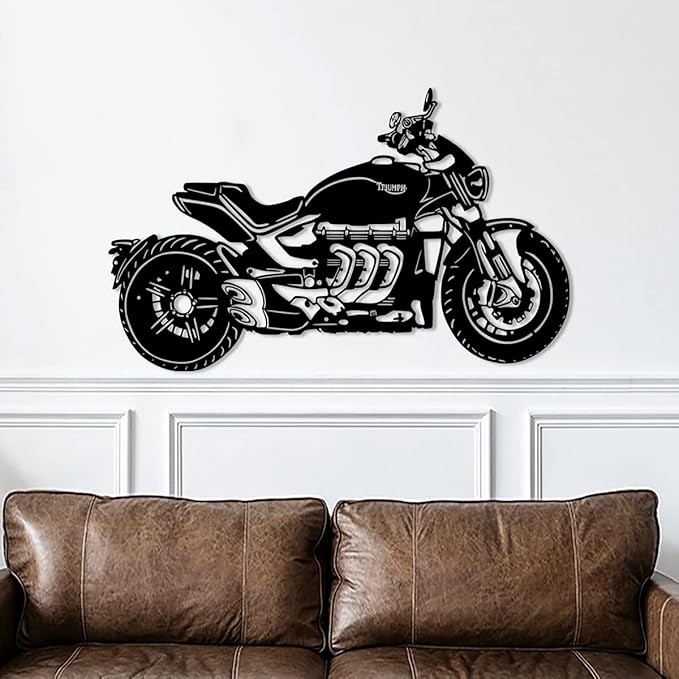 Tri.umph ROC.ket Metal Wall Art, Housewarming Gift, Wire Art Wall Decor, Motorcycle, Above Bed Decor, Bike Lover, Gift for Fathers day, Birthday, Christmas/Gift-21