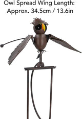 Haofy Iron Lawn Owl Sculpture, Brown Garden Art Bird Flapping Large Ornaments, Flying Owl Garden Art Decorative Stakes for Outdoor Yard