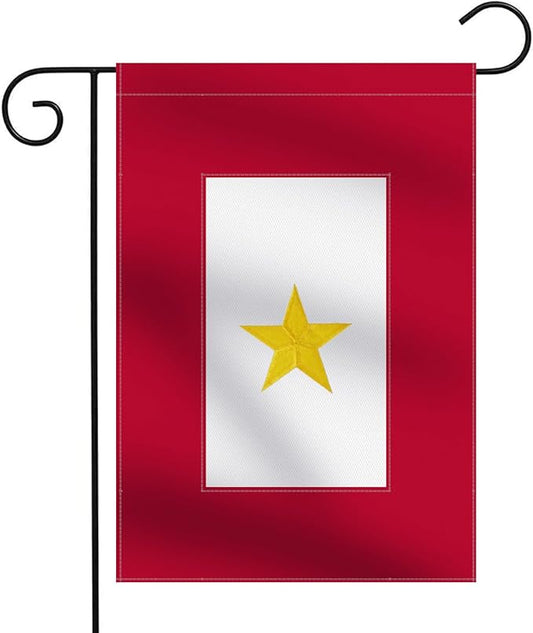 Premium Military Service Garden Flag Embroidered One Golden Star 12.5×18 Inches- Oxford Nylon 210D | USA Family Member On Service Army Navy Marine Corps Decoration Gift Yard House Banner