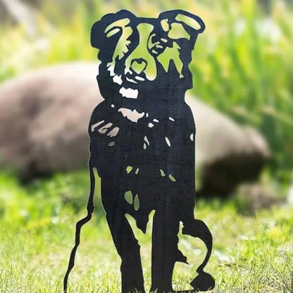 Dog Style Metal Puppy Silhouette Garden Statues French Bulldog/Doberman Pinscher Backyard Lawn Stakes, Festival Decorations & Yard Decor Iron Art (K)