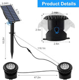 T-SUN Solar Pond Lights, 2 Headlamp RGB LED Spotlights, Underwater Submersible Fountain Lights Solar Fish Tank Light for Garden Fountain, Pond, Pool Decoration