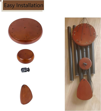 Wind Chime Parts Replacement, 20 PCS Wood Wind Chime Repair Kit Including Round Top, Clapper, Wind Catcher, 16.4FT Nylon Cord, Brass Pin, Ideal for DIY Wind Chimes Making and Restring