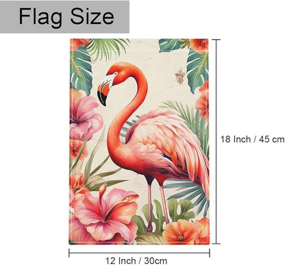 Gkyygk Pink Flamingo Welcome Garden Flag 12x18 Inch Double Sided Seasonal Yard Burlap Banners Outdoor Flag for Men Women
