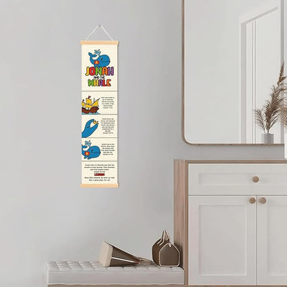 Jonah and the Whale Banner, Church Banner, Christian Rustic Hanging Door Flag, Farmhouse Decorations Outdoor Indoor, Church Activity Decor, Bible Lesson, Scripture and Words Decorations