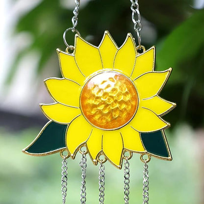 Sunflower Wind Chimes Ornaments, Small Beautiful Dripping Sunflower Pendant Wind Chimes, Window Hanging Panel Decoration for Home Panel Patio Porch Garden Backyard Decor(Color:Pendant)