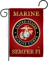 US Marine Corps Garden Flag Decor USMC Semper Fi Armed Forces Official United State Decorations Yard Military Memorabilia Banner Remembrance Wall Tapestry Retire Veteran Memorial Day Gifts Made In USA