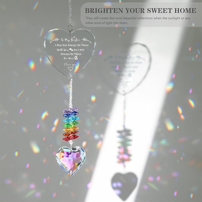 Bestie Gift for Women, Friend Gifts for Women, Friend Birthday Gifts, K9 Suncatcher for Mothers Day, Christmas, Birthday, Friendship