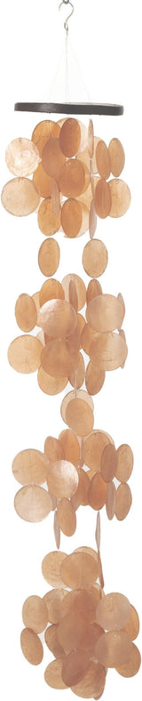 Woodstock Chimes Capiz Waterfall Wind Chime, 40" Summer Marigold Capiz Round Sea Shell, Handcrafted Ocean Theme Windchime for Outdoor, Patio or Garden Décor (CWSM)