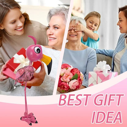 26” Metal Flamingo Statue Outdoor Garden Decor - Funny Flamingo Sculpture for Lawn, Backyard,Yard Art Gift- Unique Flamingo Figurine for Birthday, Housewarming, Christmas