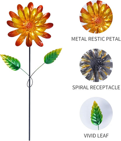 Garden Stakes Decorative, Metal Flowers for Outside, Glow in Dark Yard Lawn Ornaments Plant Pot Flower Bed Decor, Patio, Set of 3, Purple Yellow Red