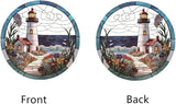 Lighthouse Stained Window Hangings with Chain– Acrylic Round Ornament for Garden, Patio and Indoor Decor, Housewarming Gift for Mom, Grandma
