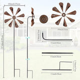 DREAMYSOUL 2 Pack Wind Spinners Outdoor, 10" Dia Metal Pinwheels for Yard and Garden, Kinetic Wind Sculptures & Spinner Outside (Copper)