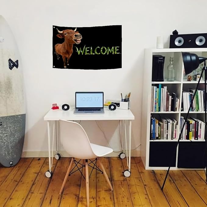 Cattle Welcome Flag 2X3FT, Farm House Flags, Cow Meme Banner,Both Sides Printed, Men Women Banner,Vibrant Colors, Double Stitched with 2 Brass Grommets, Bar Garden Street Decoration, GYM, Office Decor,Indoor Outdoor Use,Gifts. (Cattle, 2x3ft)