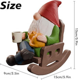 Drinking Coffee Garden Gnomes Statue Decoration, Rocking Chair Garden Gnomes Figurine Ornament for Indoor Outdoor Home Patio Yard Lawn Ourside