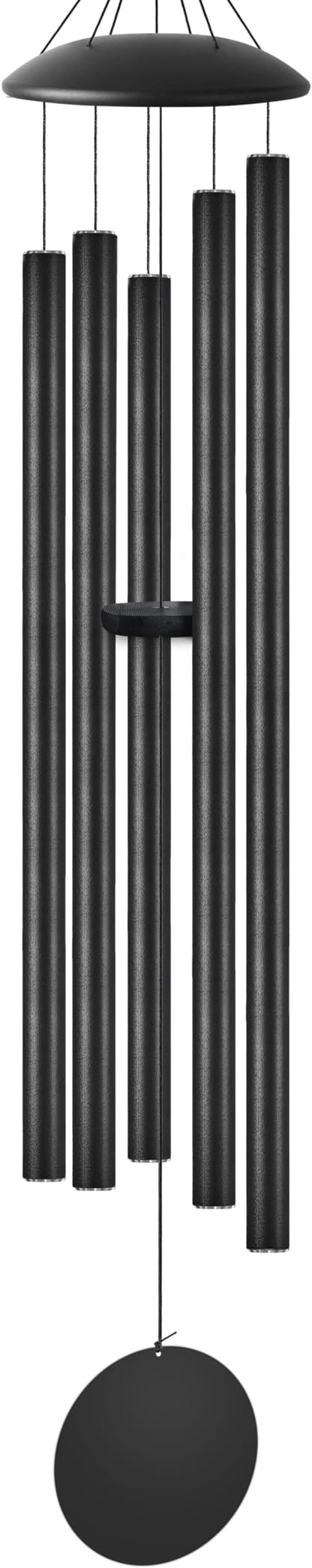65" Extra Large Wind Chimes with Outside Deep Tone, 5 Thick and Bold Aluminum Tubes, Coolest Metal Windchimes Outdoors with Pine Wood Striker, Unique Gift for Mom, Garden Decoration(Black)