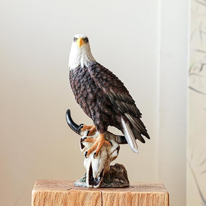 Patriotic Eagle Statue Wild Bird Eagle Decor, 13 Inch Resin Eagle Figurine Decor, Used for Home Office and Outdoor Garden Decoration, Eagle Scout Gift, American Citizen Gift.