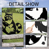 WADORN Metal Raccoon Garden Fence Decor, Raccoon Silhouette Decorative Farmhouse Statue Backard Wall Decor Cute Animal Yard Art Garden Stake for Garden Yard Patio Park Home Outdoor Decorations