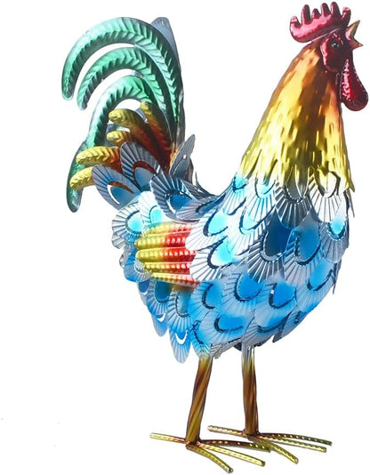 Metal Rooster Statue Garden Chicken Sculpture Decoration Metal Yard Art for Yard Outdoor Indoor Decoration (#H)