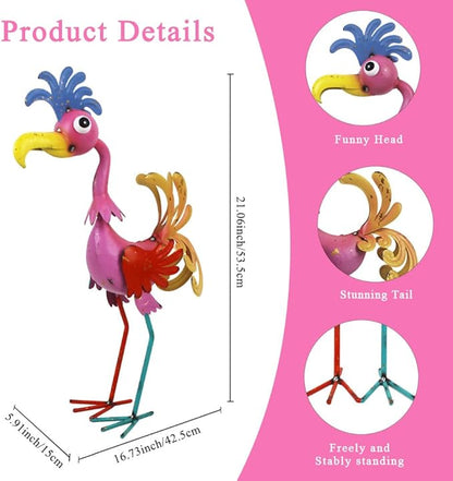 20'' Tall Metal Rooster Statue, Funny Rooster Sculpture Garden Decor, Metal Yard Art for Farmhouse, Lawn, Garden