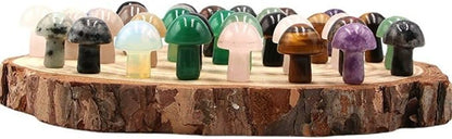 15PCS Garss Green Cat Eye Natural Stones Mushroom Sculpture Decor Crystal for Home Crafts Flower Pot Gemstone Mini Mushroom Hand Making Yard Decoration