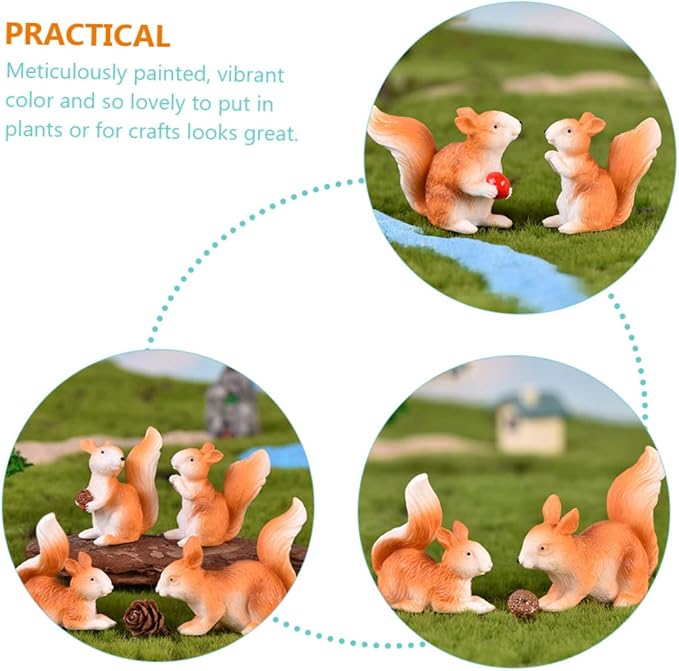 Yardwe 32 Pcs Little Squirrel Ornament Micro Ornaments Squirrel Shape Decor Miniature Squirrel Ornament Fairy Garden Adornment Squirrel Figures Mini Bunny Toys Kid Toys Statue Plant Resin