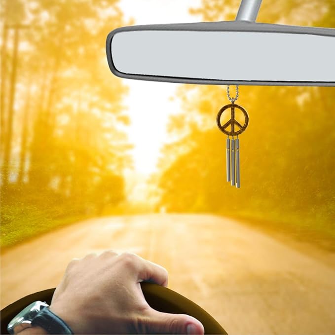 Jacob's Musical Car Charm, Peace Sign, Mini Wind Chime