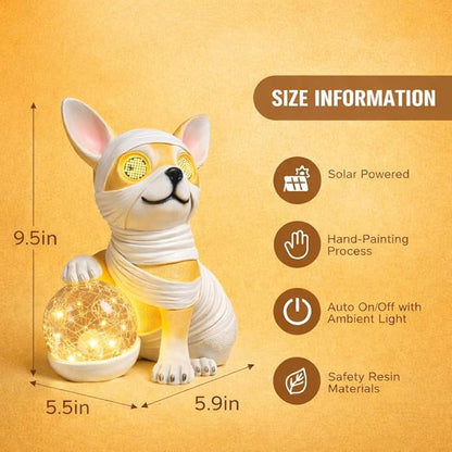 Solar Garden Lights Outdoor Decor, Waterproof Dog Statue with Crackle Glass Ball, for Walkways, Backyards, Patios, and Lawn Pathways, Yard Ornament for Mom and Grandma