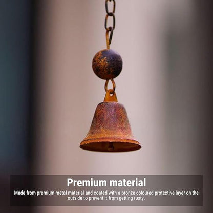 Owl Rain Chain Vintage, Bronze Metal Adjustable Rain Catcher Chain with Bells for Garden Decoration Eave Device Iron 230x11cm