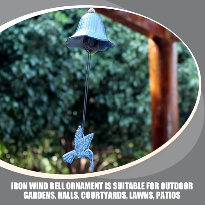 Milisten 2pcs Vintage Iron Wind Chime Japanese Hanging Decor for and Patio Design Unique Hummingbird and Dragonfly Shapes Elegant Outdoor Ornament