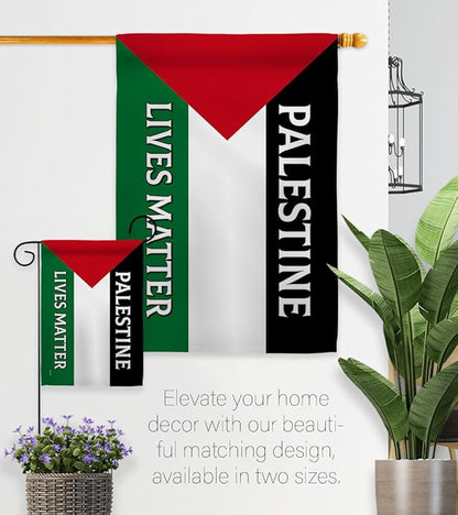 Palestine Lives Matter Flag Pole Set Bandera de Support Stand With Palestinians Decor Home Wall Hanging Garden Tapestry Home Door Poster Garden Stake Cemetery Grave Yard Sign Muslims Gifts Made In USA