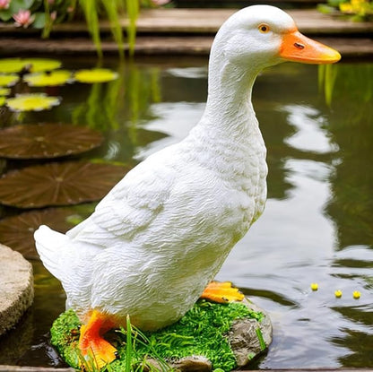 Teaeeno Farm Duck Statues Real Duck Fence Decoration Funny Resin Duck Decor Outdoor Real Animal Statue Duck Sculpture Perfect for Home Garden Stairs Farm Patio Backyard