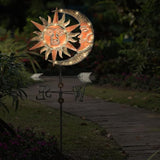 TERESA'S COLLECTIONS Sun & Moon Face Solar Outdoor Lights, Metal Decorative Stake Weathervane Garden Decor for Outside, Yard Decorations Outdoor Lawn Ornaments for Porch Decor Gifts for Mom, 40"