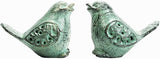 Sungmor Cast Iron Desktop Ornament - Graceful Hollow-Carved Birds Sculpture Home Decoration - Decorative & Lovely Animal Figurine Indoor Outdoor Statues - 2PC Pack & Green Color