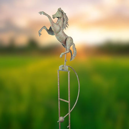 Red Carpet Studios Garden Art Heavy-Duty Outdoor Wind Sculpture Balancer Rocker Decorative Garden Stake, Over 5 Foot Tall, Stallion