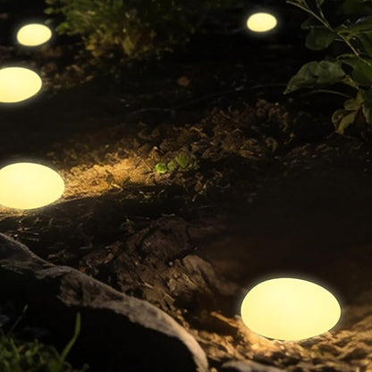 Solar Powered Outdoor Lights - Waterproof Garden Path Lighting, Pebble Shape Landscape Lights for Yard, Lawn, Patio, Walkway, Warm Light(1 pc)