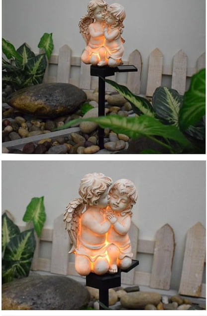 Angel Couple Solar Outdoor Garden Stakes Lighting, Multicolor, Warm White, Angel Theme, Outdoor Figurine Lights, Decoration, Outdoor Decoration, Seasonal Decoration, Housewarming, Gift-Giving