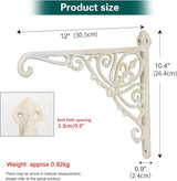 Sungmor Decorative Cast Iron Wall Bracket for Hanging Baskets – 2 Pack Heavy Duty Plant Hanger Hook for Outdoor/Indoor Use – Vintage White Metal Hanging Bracket for Lanterns, Bird Feeders, Signs