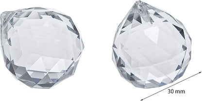 Yesland 20 Pcs Crystal Glass Ball, 30mm Pendants Balls & Chandelier Prisms, Clear Faceted Hanging Crystals for Wedding Home and DIY Craft Jewelry Decoration